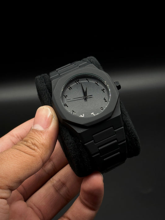 Arabic Black Aura Watch – Modern & Elegant