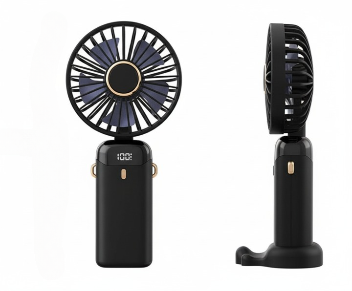 Premium LED Display Portable Mini Fan with hanging strap| Handheld, Desk Fan & Phone Holder