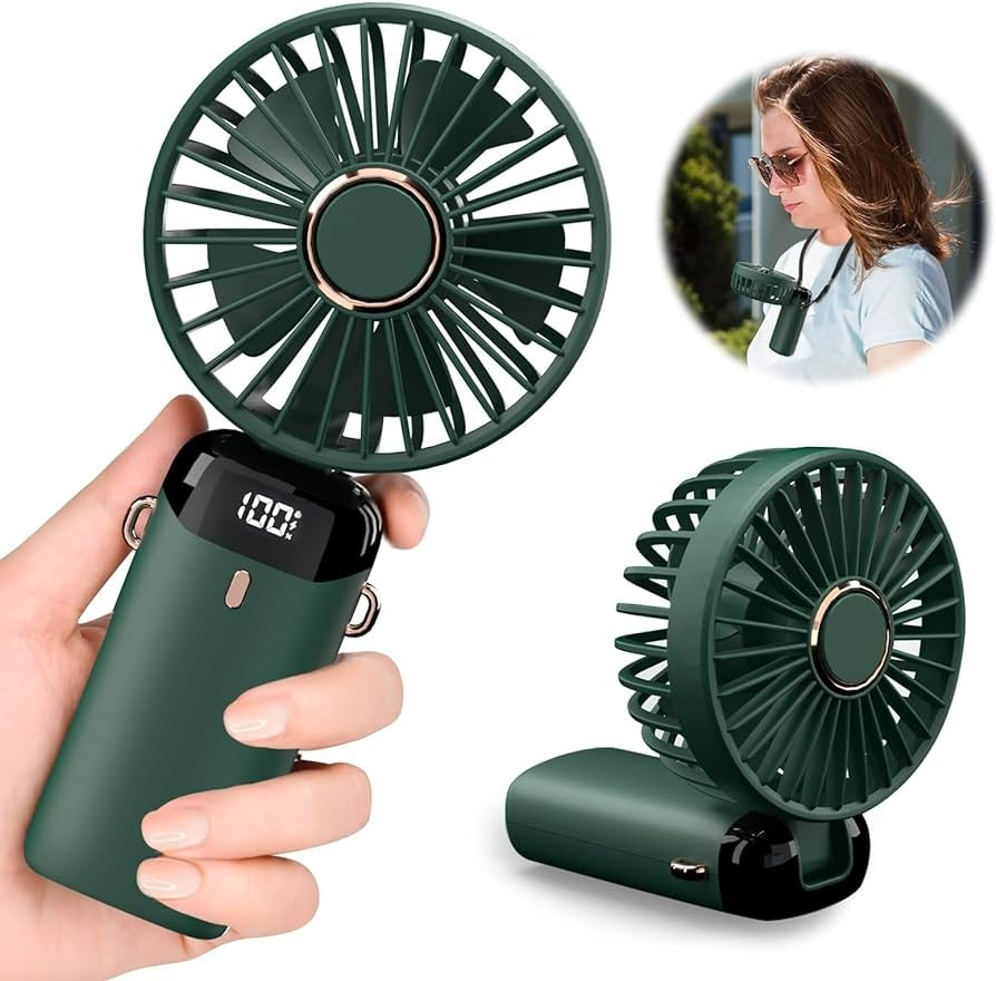 Premium LED Display Portable Mini Fan with hanging strap| Handheld, Desk Fan & Phone Holder