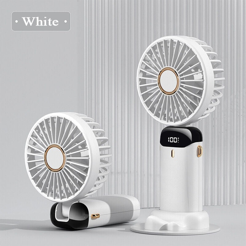 Premium LED Display Portable Mini Fan with hanging strap| Handheld, Desk Fan & Phone Holder
