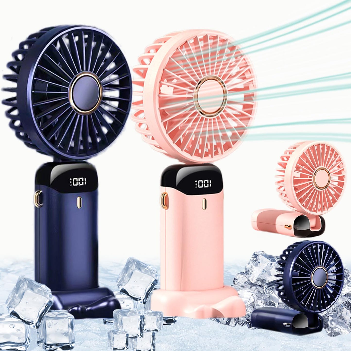 Premium LED Display Portable Mini Fan with hanging strap| Handheld, Desk Fan & Phone Holder