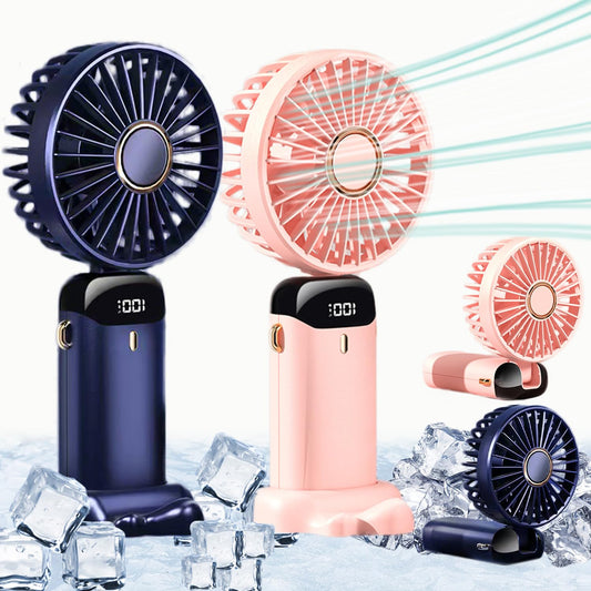 Premium LED Display Portable Mini Fan with hanging strap| Handheld, Desk Fan & Phone Holder